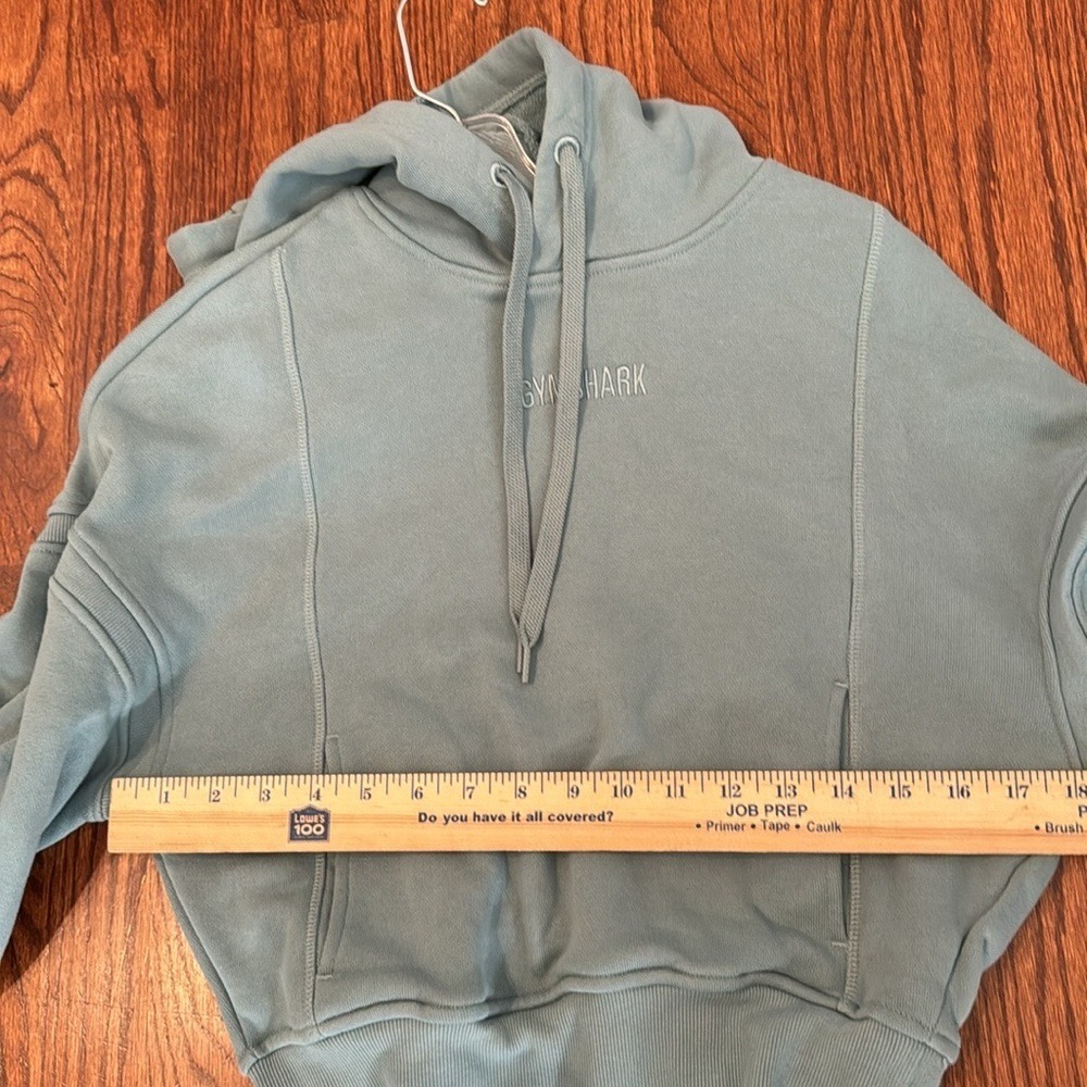 GYMSHARK HEAVYWEIGHT LOOPBACK‎ SWEAT HOODIE, SMALL, Duck Egg Blue - Picture 8 of 8